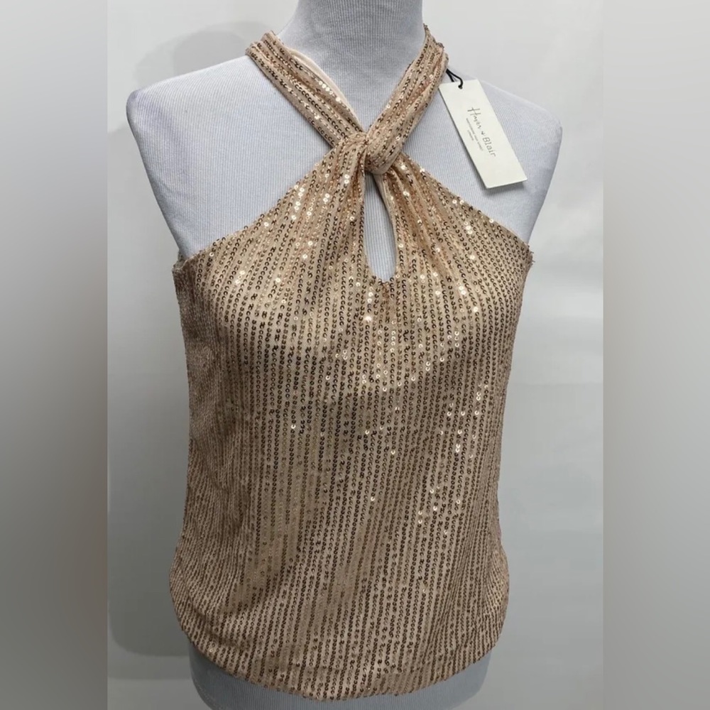 Women’s Gold Colored Sequenced Top - XS